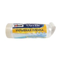 Укрывной материал полиэтилен  1,1м*33м с малярной лентой UNIBOB 10мкм