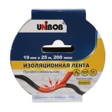 Изолента пвх 19 мм.*25м профессионал черная UNIBOB 200мкн