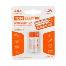 Аккумулятор AAA-1100 mAh Ni-MH BP-2 TDM (цена за блистер 2 шт.)