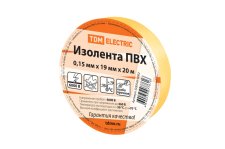 Изолента ПВХ 0,15х19 мм. Желтая 20м TDM